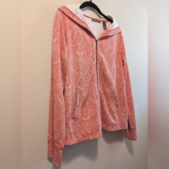 Liz Claiborne Peachy Pink Paisley Hoodie Girly - Picture 3 of 10